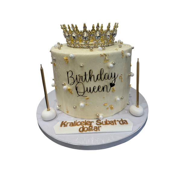Birthday Queen Torte mit Krone in Gold Silber