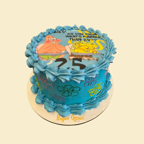 Runde Schwammkopf  Foto-Torte blau