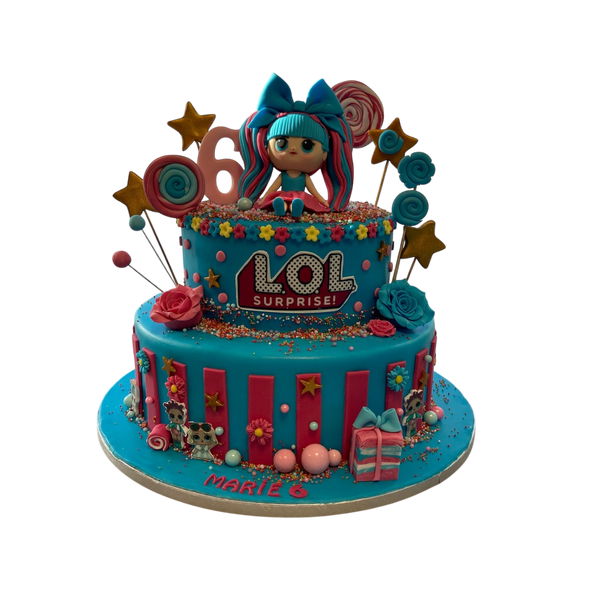 2 ETAGEN lol surprise torte mit modellierter figur