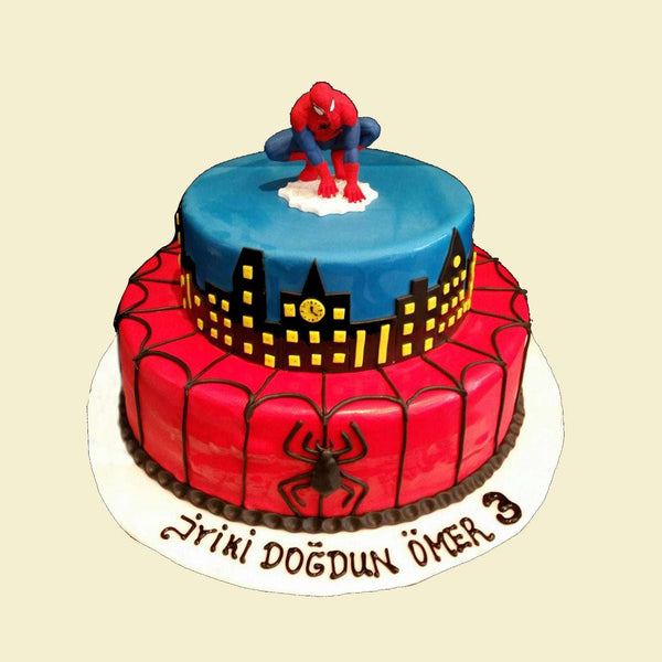 2 Etagen Spiderman torte mit Plastik Figur und Name