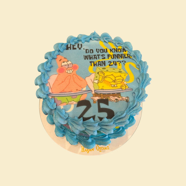 Runde Schwammkopf  Foto-Torte blau