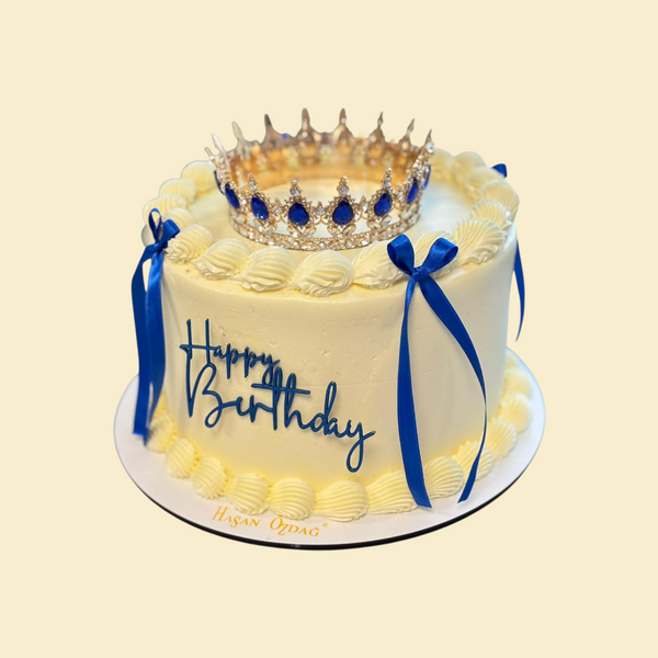 Birthday Queen Torte – mit blauer Krone und Schleifen