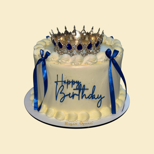 Birthday Queen Torte – mit blauer Krone und Schleifen