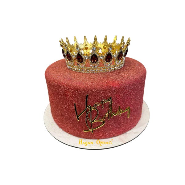 Runde Torte mit Krone in gold rot