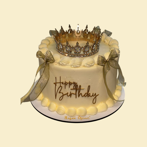 Birthday Queen Torte – mit goldener Krone und Schleifen