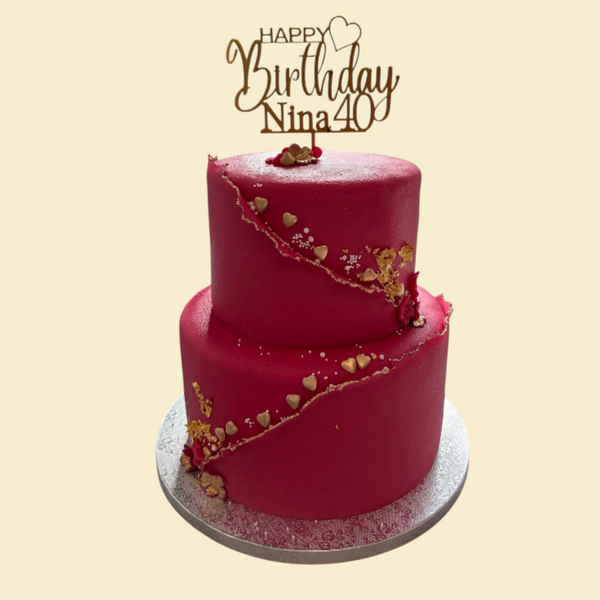 2 stöckige  Pink Gold Glam Torte mit personalisiertem Topper