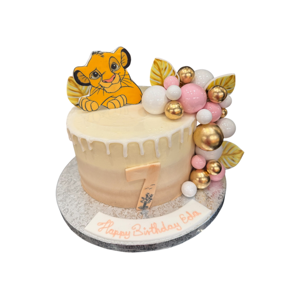 Simba Torte mit pastell farbenen Kugeln