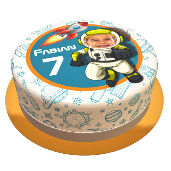 Astronauten Torte mit  Wunschfoto, Namen und Alter