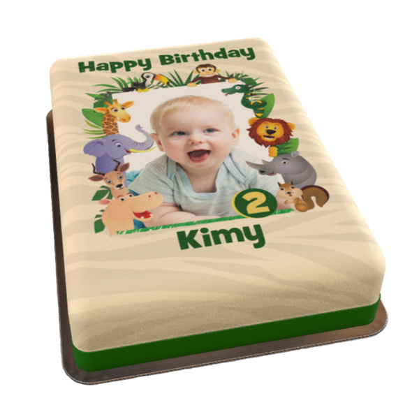 Baby Safari Torte personalisiert mit Wunschfoto, Namen und Alter