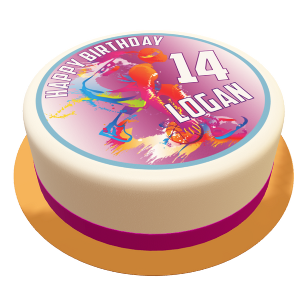 Basketball Torte personalisiert mit  mit Nachricht, Name und Alter