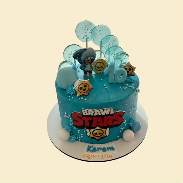 Brawl Stars-Torte  mit Lollis Sternen und Figur