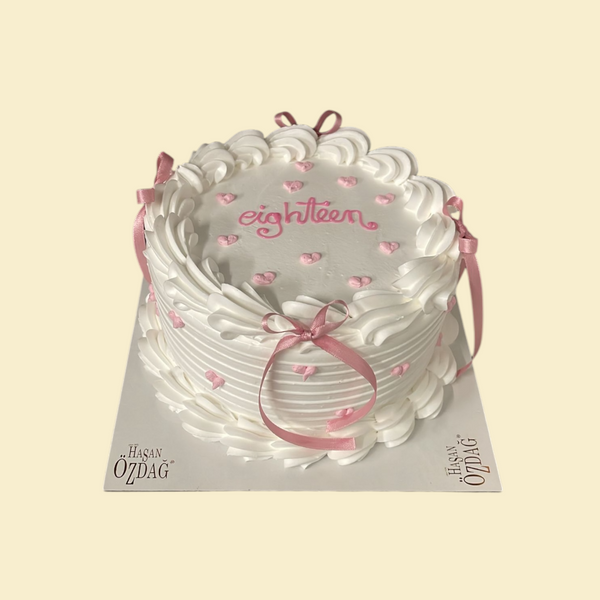 Torte zum 18.Geburtstag mit Rosa Schleifen und Herzen