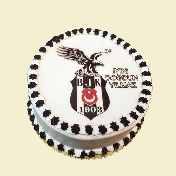 Runde Fondant Torte mit Besiktas Motiv