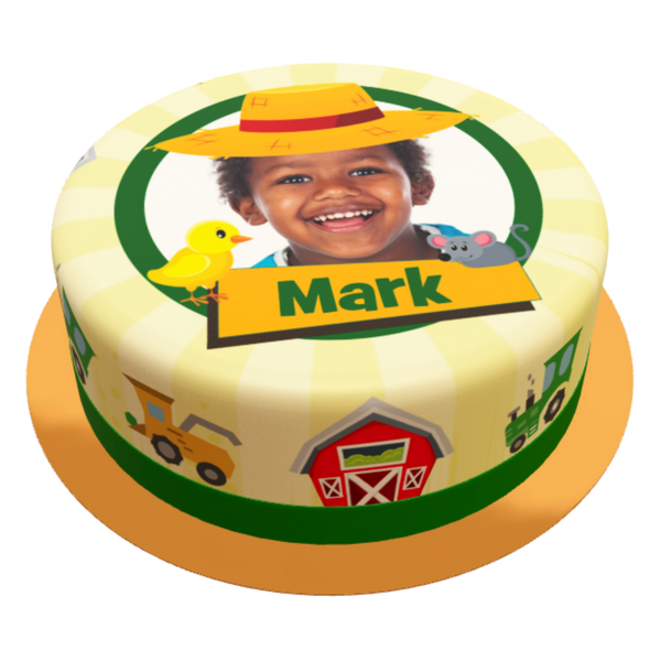 Farmer Foto Torte personalisiert mit Wunschfoto, Name und Alter