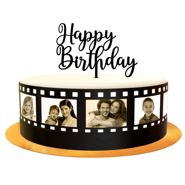 Torte mit Fotocollage und Topper