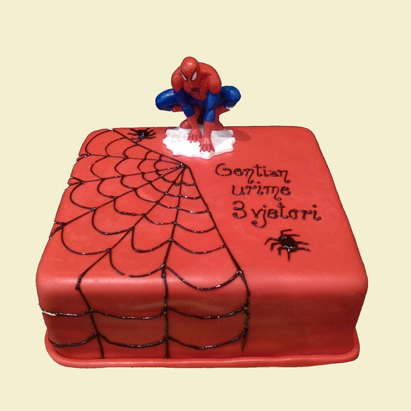 Quadratische Spiderman Torte mit Plastik Figur