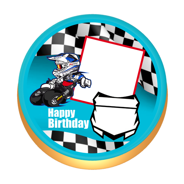 Motocross  Foto Torte personalisiert mit Wunschfoto, Name und Alter