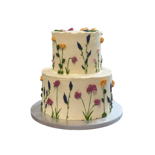 Wildflower Garden Cake – Zweistöckige Torte im Wildblumen-Design