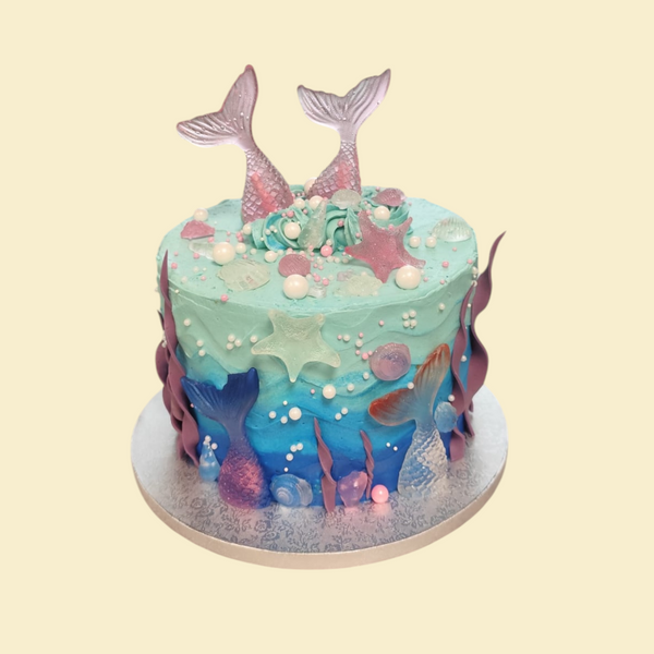Meerjungfrauen-Torte in Blautönen