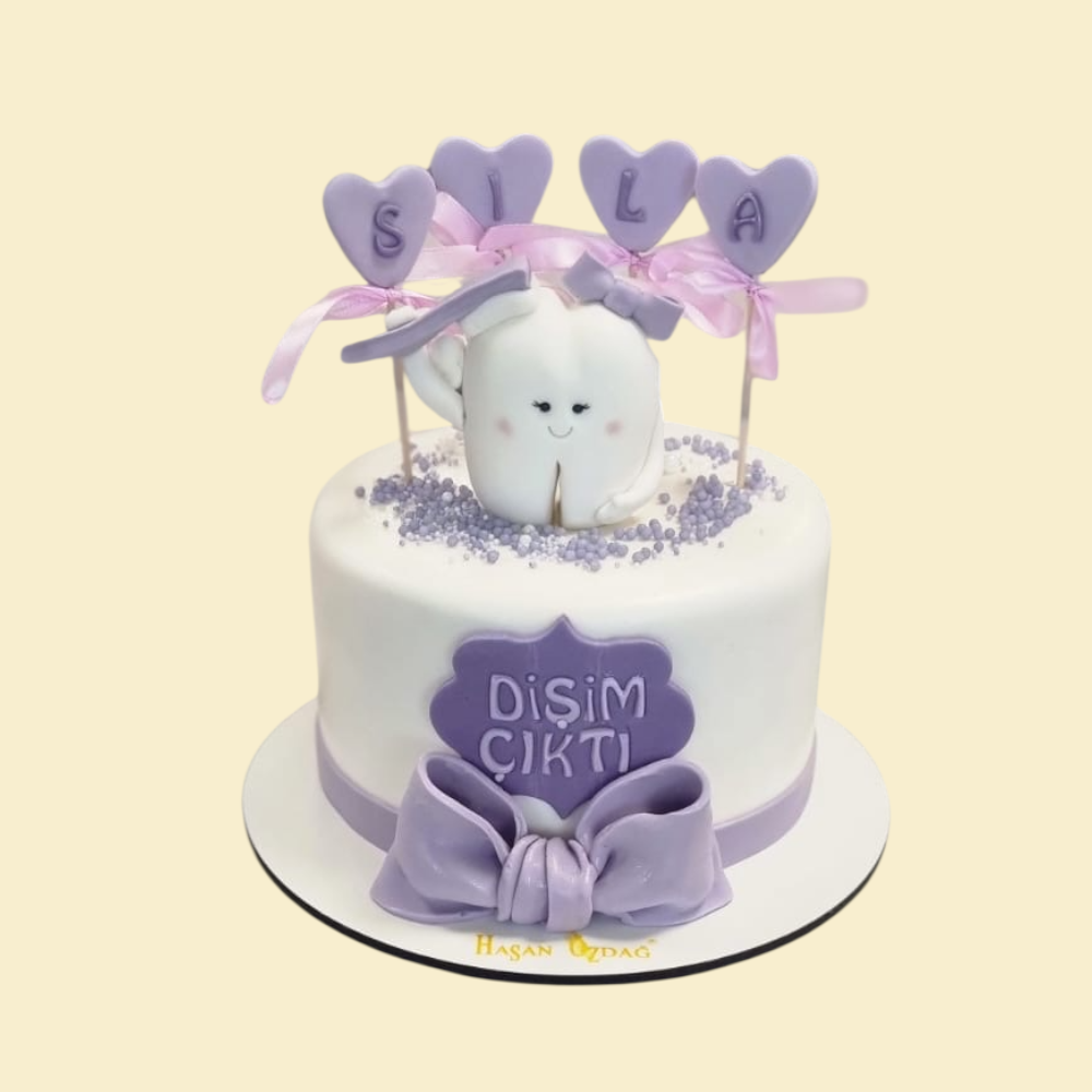 Dişim Çıktı Torte in Flieder – Zahn-Motivtorte für Mädchen