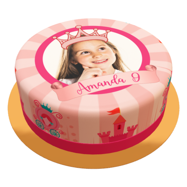 Prinzessin Foto Torte personalisiert mit Wunschfoto, Name und Alter