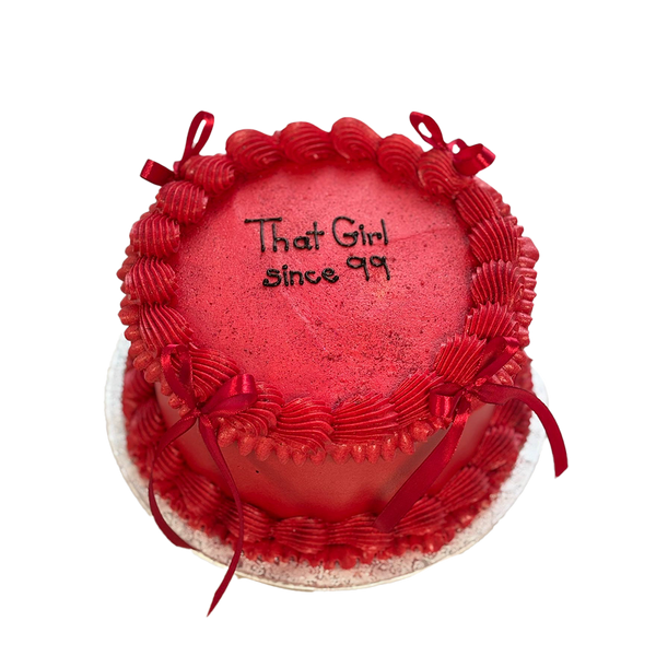 Rot-Rosa Coquette-Torte mit Schleife