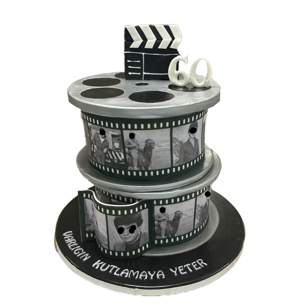 2 stöckige Foto-Torte im Filmrollen-Stil