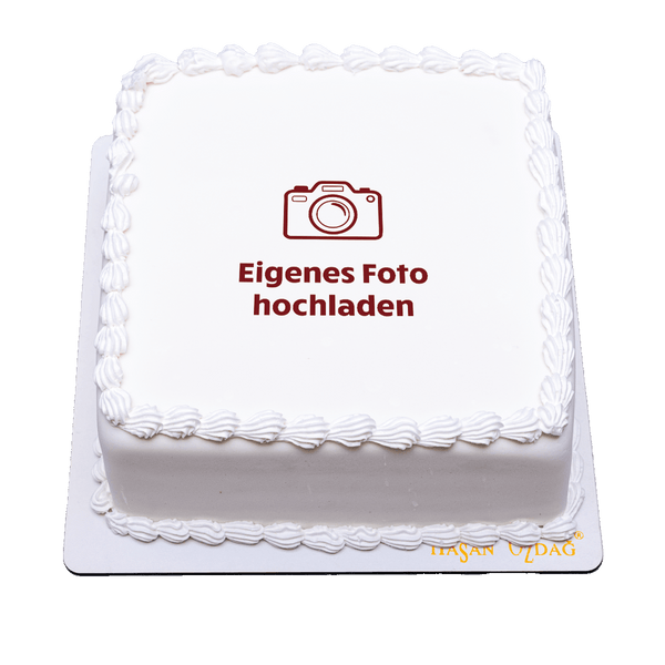 Quadratische Foto-Torte mit Fondant-Überzug – Individuell gestaltbar