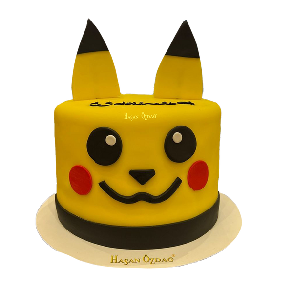 Gelbe Pikachu-Torte mit Pikachu-Gesicht