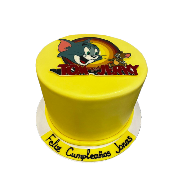Gelbe Torte mit Cartoon-Bild