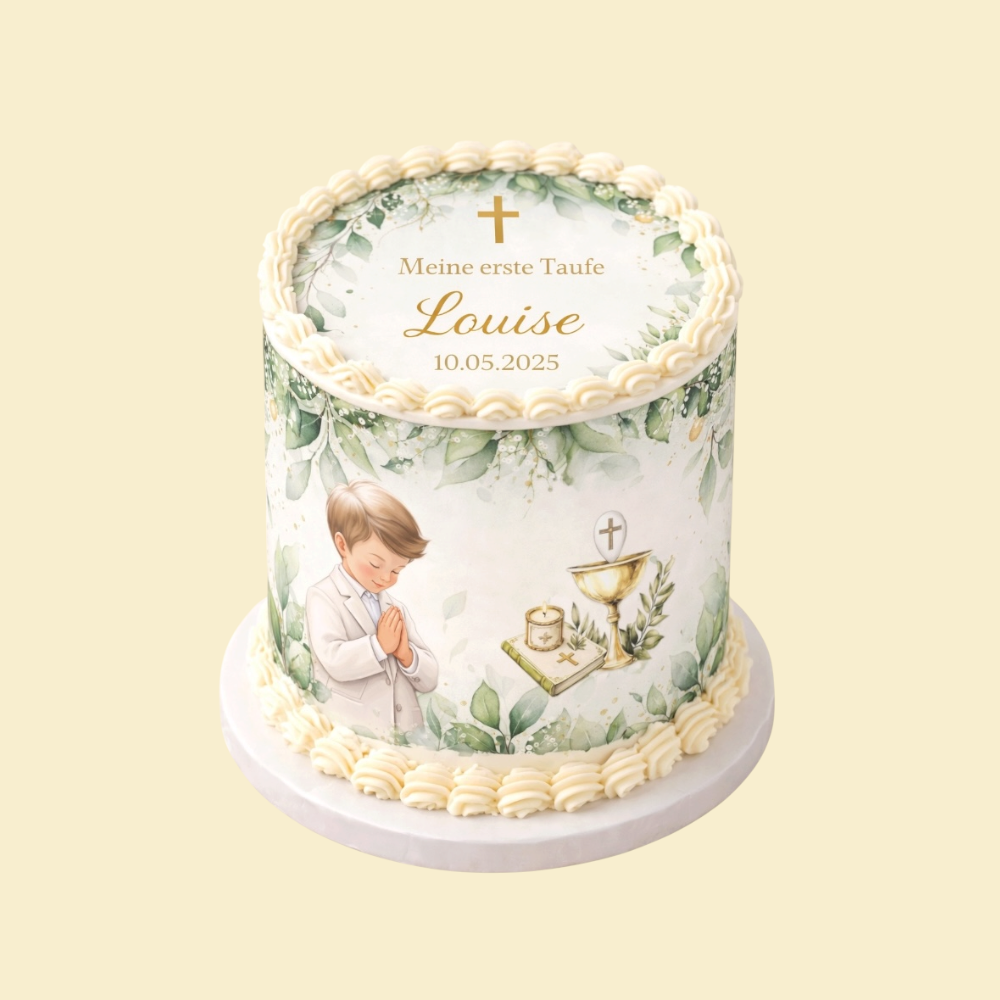 Personalisierte Tauftorte Fondantdruck Deluxe
