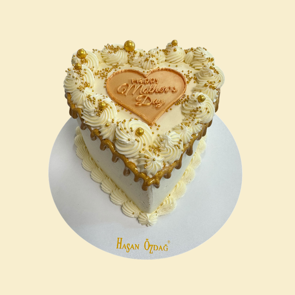 Herztorte Happy Mothers  day in Gold ( Buttercreme)