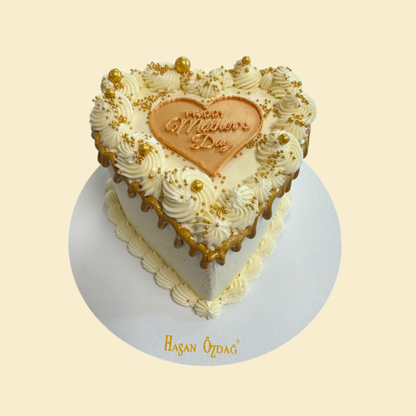 Herztorte Happy Mothers  day in Gold ( Buttercreme)