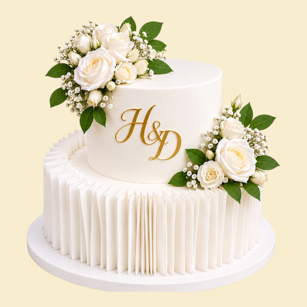 White Rose Luxury Esspapier-Torte personalisiert