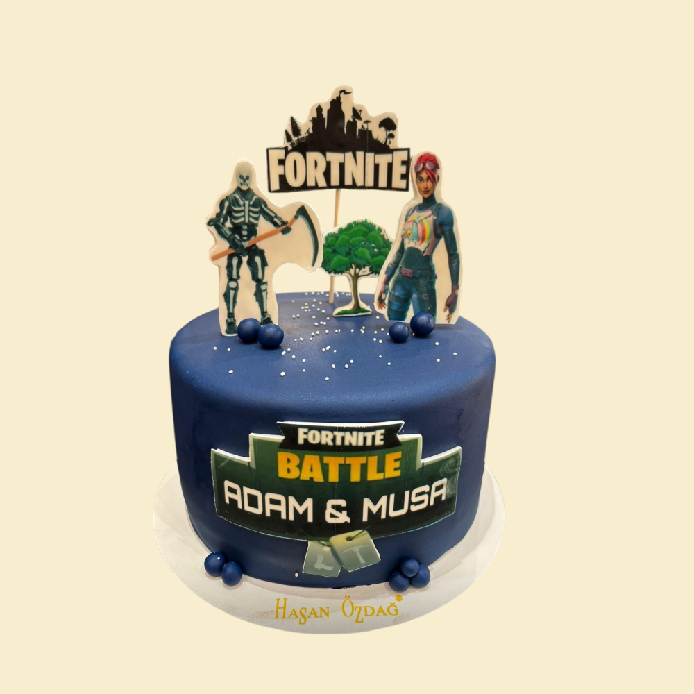 Fortnite Torte mit blauem Fondant