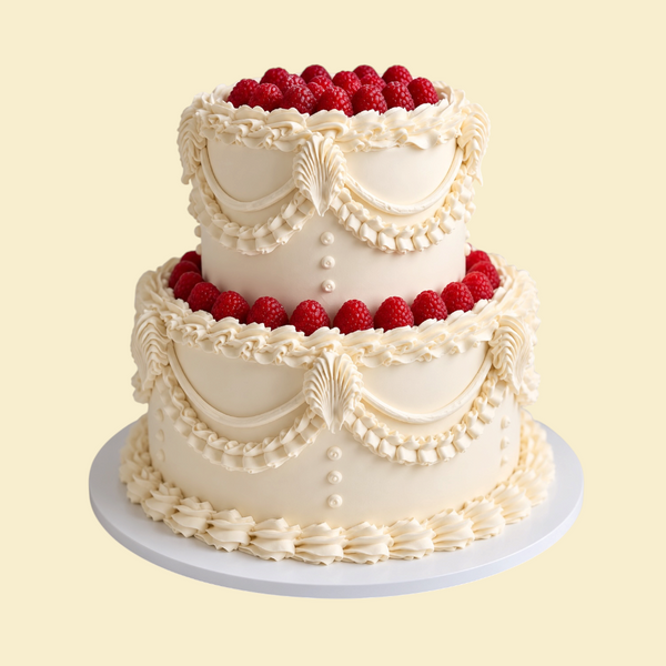 Vintage Himbeer-Romance Hochzeitstorte