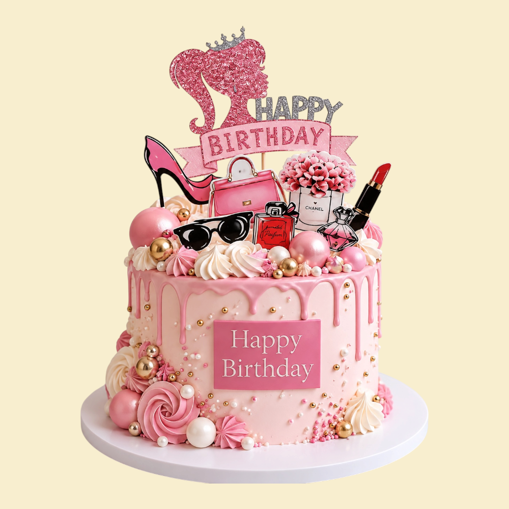 Pink Glamour Birthday Torte – Fashion & Beauty Edition ( Fondant)