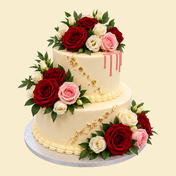 2 stöckige Red Rose elegance Hochzeitstorte