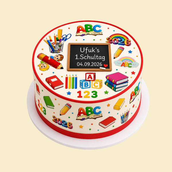 Einschulungstorte „Schulstart“ – Komplett bedruckte Fondanttorte