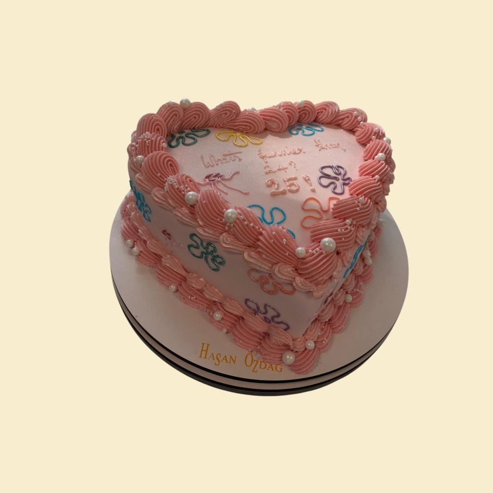 Herz-Torte in Rosa  -Weißt du was noch lustiger ist als 24? (Kopie)