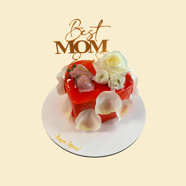 Herztorte Best Mom Ever mit Topper (Rot)