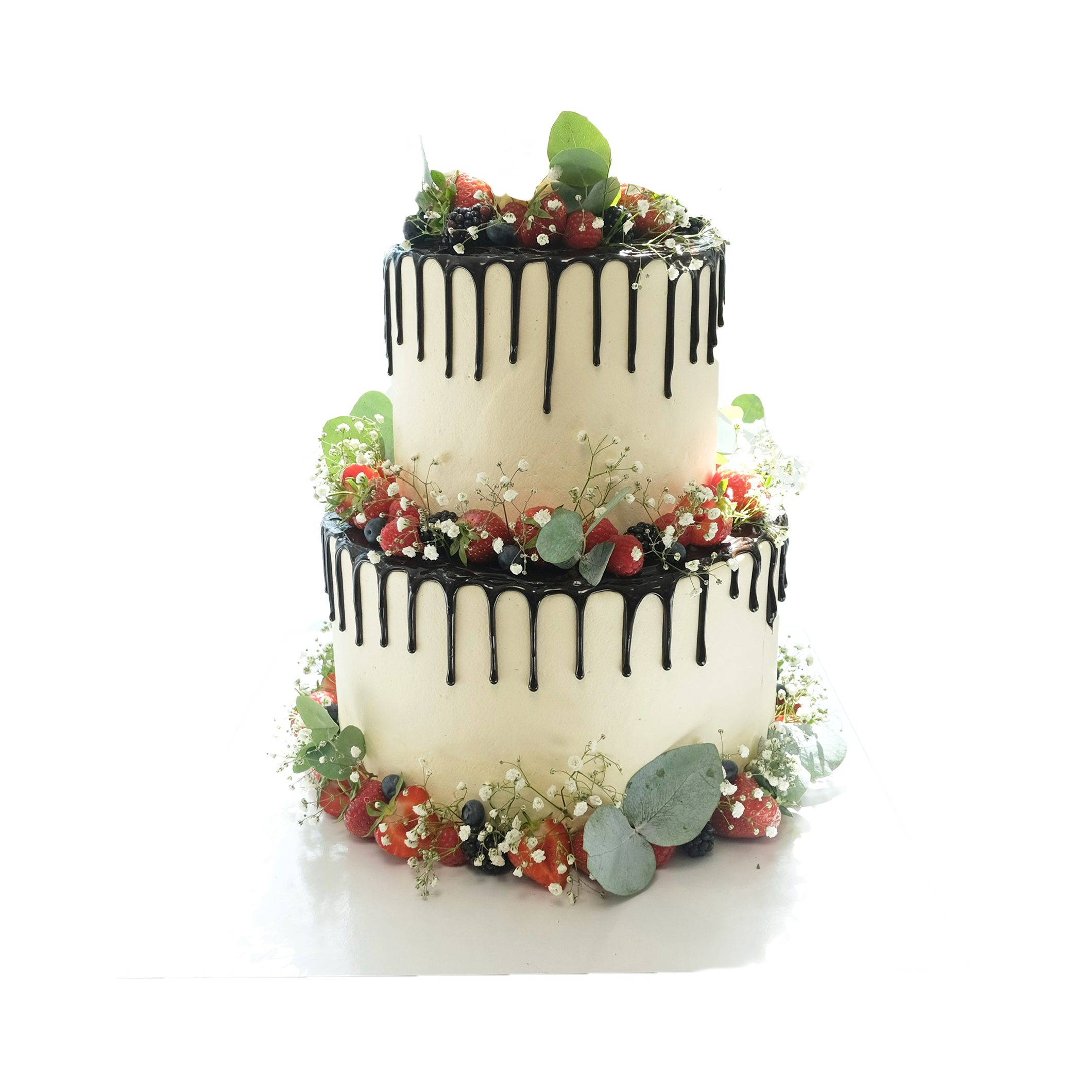 2 Etagen Hochzeitstorte beige mit Schoko Drip