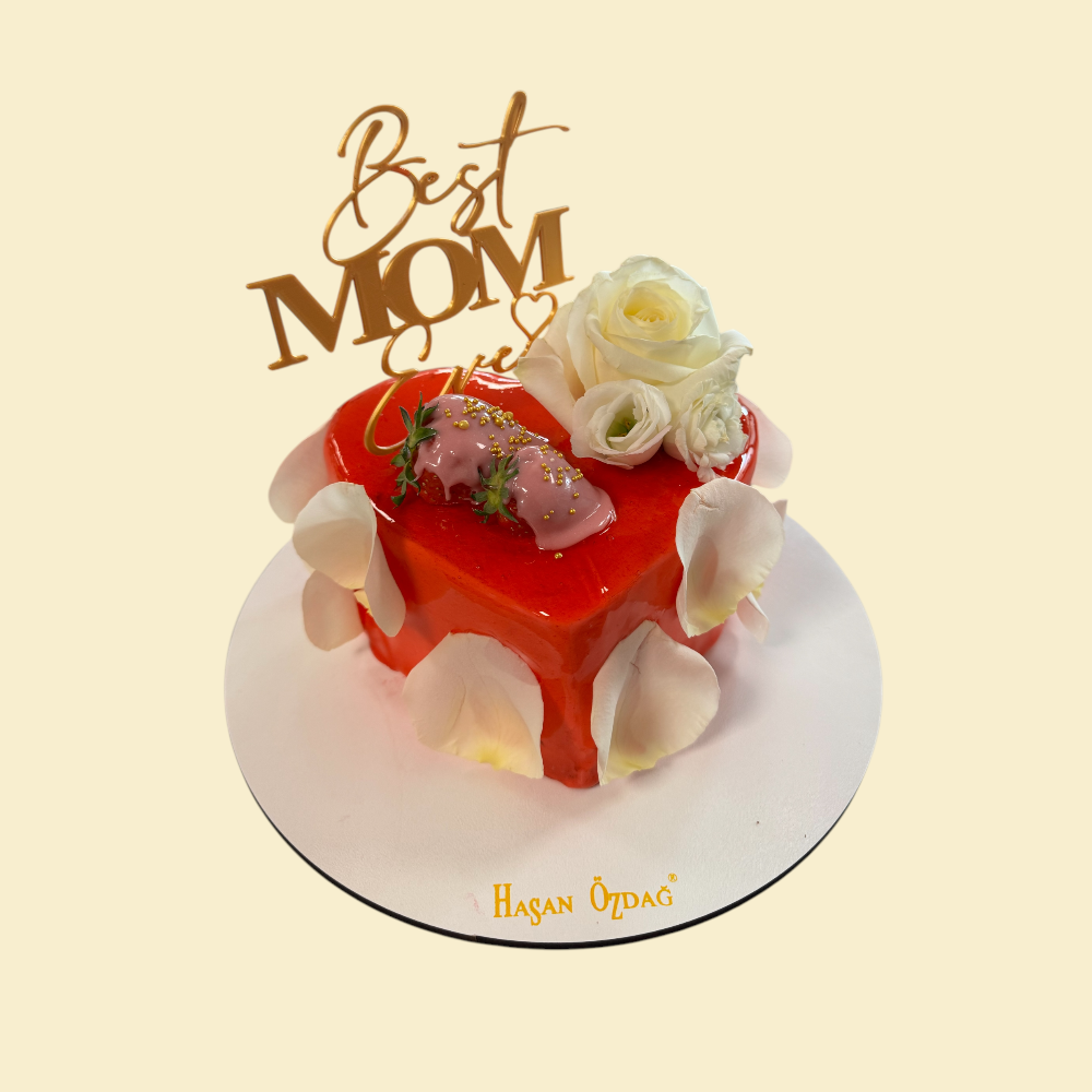 Herztorte Best Mom Ever mit Topper (Rot)