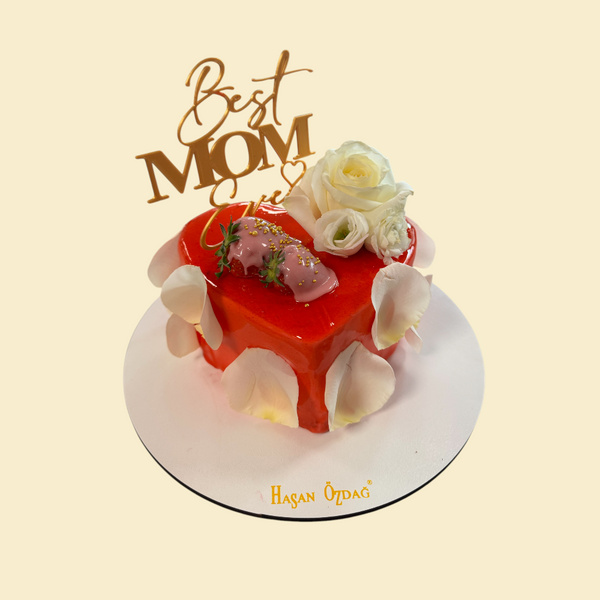 Herztorte Best Mom Ever mit Topper (Rot)