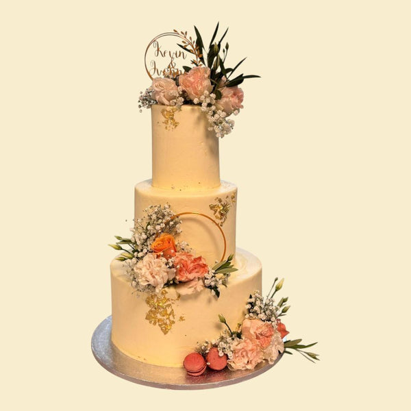 3 Etagen Elegant Blossom Hochzeitstorte 💍✨Personalisiert