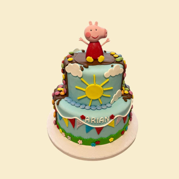 Peppa Wutz Torte – Bunte Kindergeburtstagstorte mit Sonne & Wimpeln