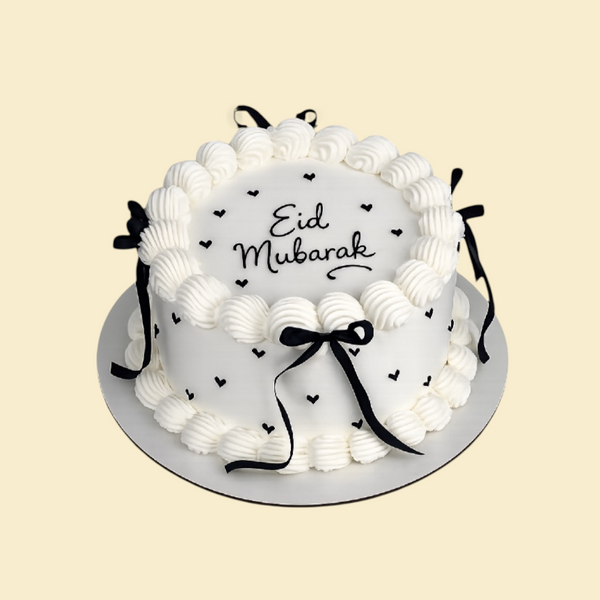Eid Mubarak Torte – Festliche Sahnetorte zum Bayram mit schwarzen Schleifen