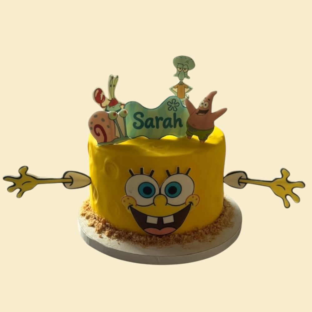 SpongeBob-Torte mit Esspapiermotiven und Wunschname