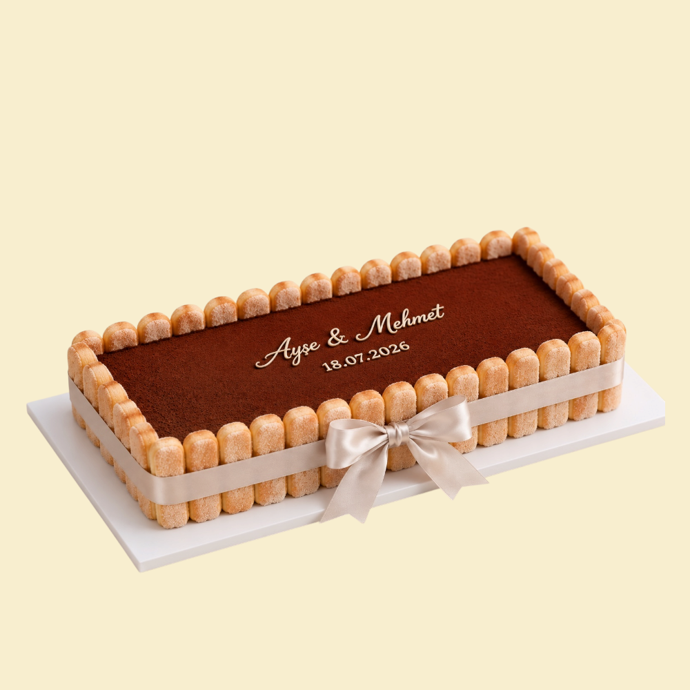 Just Married Tiramisu Hochzeitstorte – Rechteckig