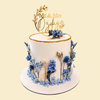 Boho-Hochzeitstorte mit Trockenblumen und Goldrand
